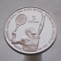 Ниуэ 5 долларов 1987 XXIV летние Олимпийские Игры, Сеул 1988 - Теннис, Борис Беккер