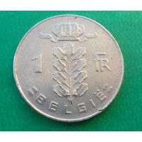 1 франк Бельгия 1978 г.в. Надпись на голландском - 'BELGIE'.