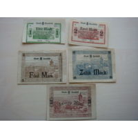 Германия 1, 2, 5, 10, 20 марок 1918 год нотгельд