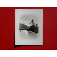 Японская миниатюра тушь, рисовая бумага.1