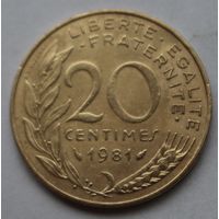 Франция 20 сантимов, 1981 г.