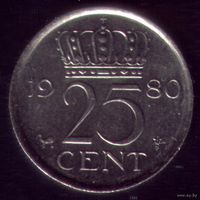 25 центов 1980 год Нидерланды