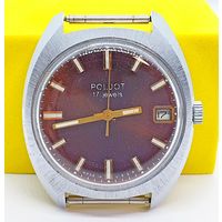 Часы Полет 2614 бордовый циферблат, часы СССР винтажные. Распродажа личной коллекции часов, обслужены, проверены.