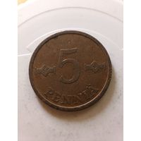 Финляндия 5 пенни 1967 год