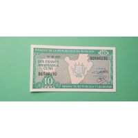 Банкнота 10 франков Бурунди 2001 г.