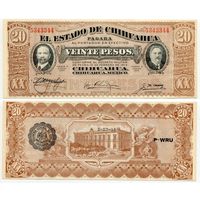Мексика. 20 песо (образца 1915 года, S537b, 27.03.15, CHIHUAHUA, UNC)