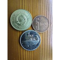 Югославия 2 динара 1986, Исландия 1 крона 2011, Румыния 5 бани 2005  -88