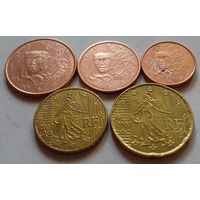 Набор евро монет Франция 2007 г. (1, 2, 5, 10, 20 евроцентов)