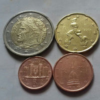 Набор евро монет Италия 2004 г. (1, 2, 20 евроцентов, 2 евро)