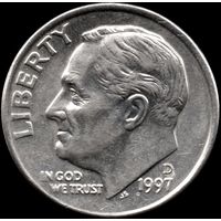 США 1 дайм (10 центов) 1997 г.(D) КМ#195а (3-3)