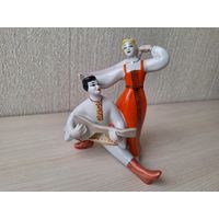 Фарфоровая статуэтка СССР Русский перепляс, танец с балалайкой плясуны Девушка и парень ЗХК Полонное