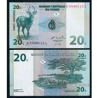 Конго 20 Сантимов 1997 год. UNC-