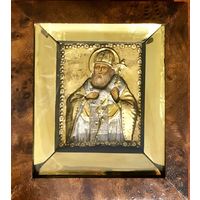 Святитель Арсений Сербский, епископ. Москва. Оклад:вызолоченное серебро 18 века