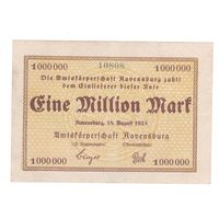 Германия Равенсбург 1 000 000 марок 1923 года. Состояние VF