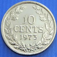 Либерия. 10 центов 1973 год KM#15a.2 Тираж: 11.000