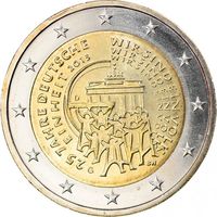 2 евро 2015 Германия F 25 лет объединению Германии UNC