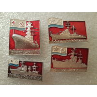 Значки Корабли (набор 4 штуки), СССР
