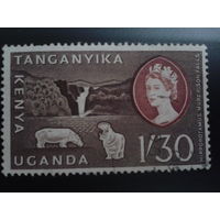Кения Уганда Таньганьика 1960 королева водопад, бегемоты