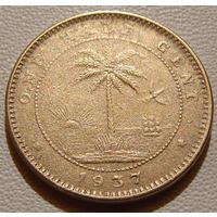 Либерия. 1/2 цента 1937 год KM#10 "Слон"