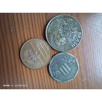 Перу 10 центов 2003, Швеция 2 оре 1971, Бразилия 25 центов 1998  -98