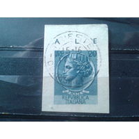 Италия 1953 Стандарт, напечатанная марка с почтовой карточки