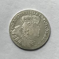 Монета СЕРЕБРО  18 грошей  ОРТ 1755 год АВГУСТ lll ОТЛИЧНЫЙ