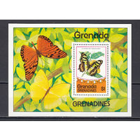 Фауна. Бабочки. Гренада. 1975. 1 блок. Michel N бл10 (4,2 е)