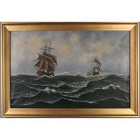 Картина известного шведского художника мариниста , морской пейзаж "Бушующее море"
