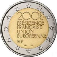 2 евро 2008 Франция Председательство Франции в Совете Европейского союза UNC