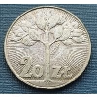 Польша 20 злотых, 1973 Дерево /ПРОБА/ Медно-никелевый сплав