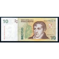Аргентина 10 песо 2003 г. P354b. Серия N. UNC