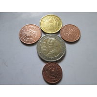 Набор евро монет Австрия 2004 г. (1, 2, 5, 20 евроцентов, 2 евро)