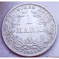 РАСПРОДАЖА!!! - ГЕРМАНИЯ 1 марка 1905 год "A" серебро