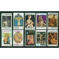 Живопись и религия 1970-х MNH 10 разных марок стран Бывших колоний Великобритании