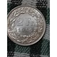 Швейцария 2 франка 1964