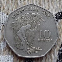 Маврикий 10 рупий 1997 года. Сбор тросника. Новогодняя ликвидация!
