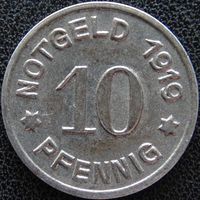 YS: Германия, Greiffenberg, 10 пфеннигов 1919, нотгельд города Грейффенберг, железо, Funck# 171.5