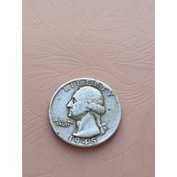 США 1/4 доллара 1945(D)серебро(7)