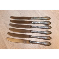 Мельхиоровые ножи, времён СССР, 6 штук, длина 23 см., очень хорошее состояние.