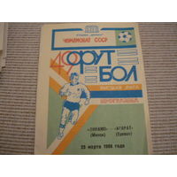 Программа :  Динамо Мн. - Арарат . 1986г