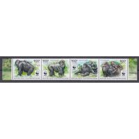 2015 Центральноафриканская Республика 5460-5463strip WWF / Фауна - Горилла 16,00 евро