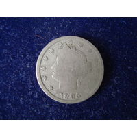 Монета 5 центов, США, 1905 г.