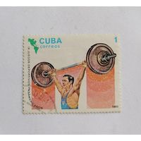 Марка Куба 1983 год. Спорт. Панамериканские игры. Тяжёлая атлетика.