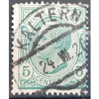 1/3a: Италия - 1906 - стандартная марка - Король - Виктор Эммануил III, 5 чентезимо, водяной знак "корона", [Michel 78], гашеная, полное гашение - место и время "KALTERN; 24.VII.20"