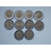 Монеты Европы 2 евро. Цена за одну.