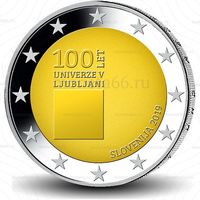 2 евро Словения 2019 100-летие Люблянского университета. UNC из ролла