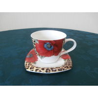Дуэт чашка + блюдце коллекционный Маки Lefard England Collection