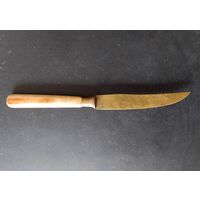 Старинный нож для овощей фруктов бронза кость Европа 17.8 см.