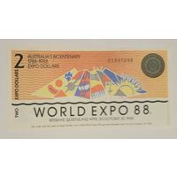 Австралия. 2 экспо доллара 1988 года. UNC.