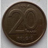 Бельгия 20 франков 1994 г. Надпись на голландском 'Belgie'